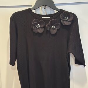 Nanette Lepore Large Black Ribbed Cropped Sweater 15% off bundles !!!!